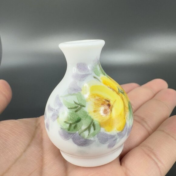 Antique Hand Painted Porcelain Bud Vase Miniature Vase Artist Signed Flower VTG - Picture 7 of 12